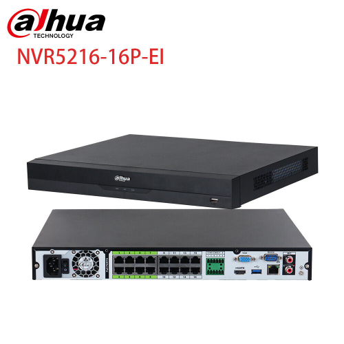 DAHUA  NVR5216-16P-EI, 16Kanal POE, 32Mpix, H265+, 2 HDD Desteği, 1080P Kayıt, 384Mbps Bant Genişliği, NVR