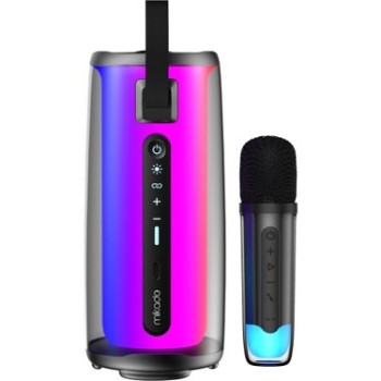 MIKADO MD-17BT, CAPELLA, 10W, Taşınabilir, USB/AUX/BT/TF, RGB Işıklı, Transparan, 1800mAh, Mikrofon, Karaoke, Bluetooth Speaker,