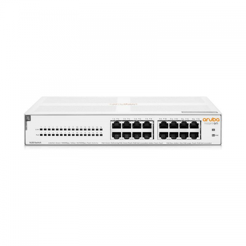 HP Aruba Instant On, R8R48A, 1430-16G, 16Port, GigaBit, PoE 124W, Yönetilemez, Masaüstü Switch