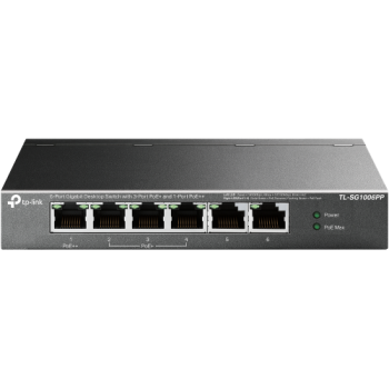 TP-LINK TL-SG1006PP, 6 Port, GigaBit, 4 Port PoE 64W, Yönetilemez, Metal Kasa, Masaüstü Switch