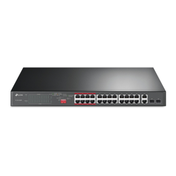 TP-LINK TL-SL1226P, 24 Port, Megabit, PoE 250W, 2 Port Combo Gigabit SFP, Yönetilemez, Rackmount, Switch