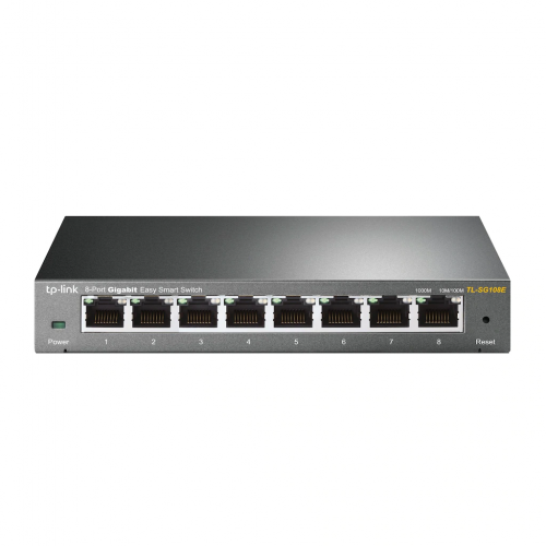TP-LINK TL-SG108E, 8 Port, GigaBit, Easy Smart, Yönetilebilir, Metal Kasa, Masaüstü Switch