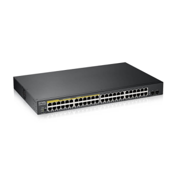 ZyXEL GS1900-48HP V2, 48 Port, Gigabit, 24 Port PoE 170W, 2 Port GigaBit SFP, Yönetilebilir, Rackmount Switch