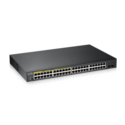 ZyXEL GS1900-48HP V2, 48 Port, Gigabit, 24 Port PoE 170W, 2 Port GigaBit SFP, Yönetilebilir, Rackmount Switch