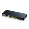 ZyXEL GS1100-10HP, 8 Port, Gigabit, PoE 130W, 2 Port GigaBit SFP, Yönetilemez, Masaüstü Switch