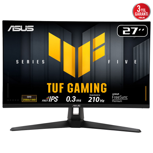 ASUS TUF GAMING VG27AQ5A 27" 0.3ms, 210Hz, QHD, DP, 2xHDMI, USB, Hoparlör, Fast IPS LED, ELMB Sync Premium, GAMING Monitör