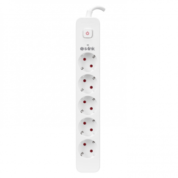 S-LINK SPG501S, 5 Soket, Akım Korumalı Priz, 1.5Mt Kablo, 750 Joule (Beyaz) %100 Bakır