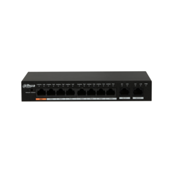 DAHUA PFS3010-8ET-96, 8 Port, MegaBit, PoE 96W, 2 Port GigaBit Uplink, Yönetilemez, Masaüstü Switch