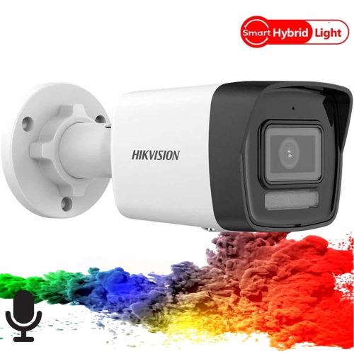 HIKVISION DS-2CD1043G2-LIUF 4Mpix, 2,8mm Lens,  H265+, 30Mt Gece Görüşü, Hybrid Light, SD Kart,Dahili Mikrofon, PoE, Bullet IP Kamera