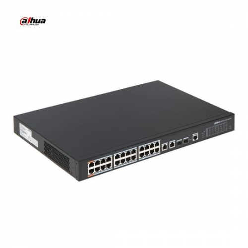 DAHUA PFS3228-24GT-360, 24 Port, GigaBit, PoE 360W, 2 Port GigaBit Uplink, 2 Port GigaBit Combo SFP, Rack Mount Switch