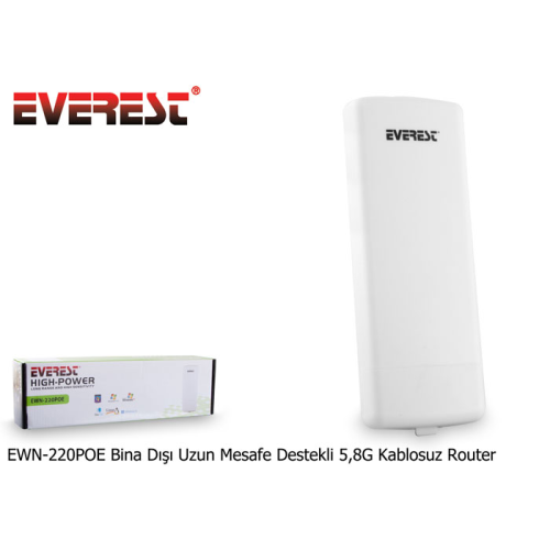 EVEREST EWN-220POE, 300Mbps, 5Ghz WiFi, 10dbi Anten, 5Km Menzil, Noktadan Noktaya, Dış Mekan, Access Point CPE