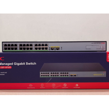 H3C S1600V2-26P-HPWR, 24 Port, GigaBit, PoE 370W, L2, 2 Port GigaBit SFP, Web Yönetilebilir, Masaüstü Switch