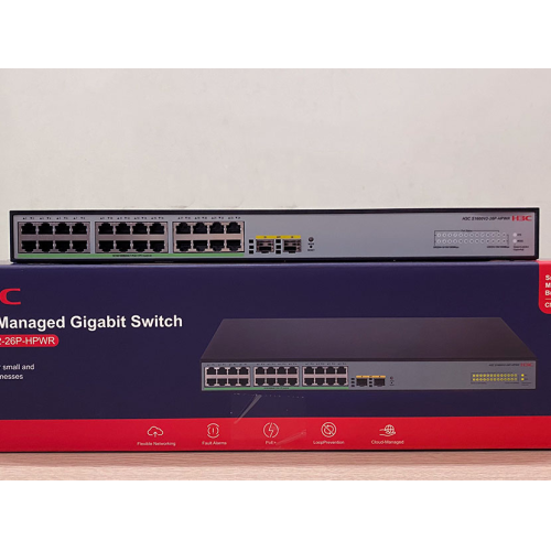H3C S1600V2-26P-HPWR, 24 Port, GigaBit, PoE 370W, L2, 2 Port GigaBit SFP, Web Yönetilebilir, Masaüstü Switch