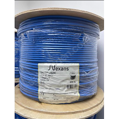 NEXANS NEX1611TB5, MAVİ, CAT6, 500M, 23AWG (0,58mm), UTP, %100 Bakır, LSZH Halogen Free, Makara, Kablo