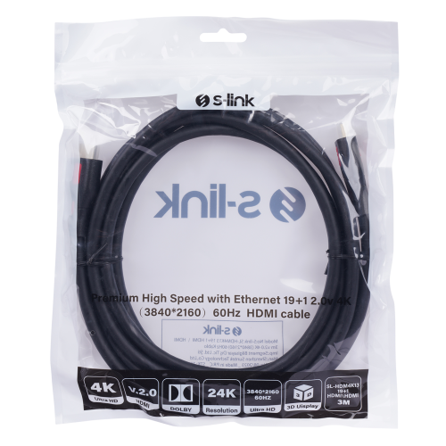 S-LINK SL-HDM4K13, 4K UHD, HDMI v2,0 Kablo.3mt. 60Hz.