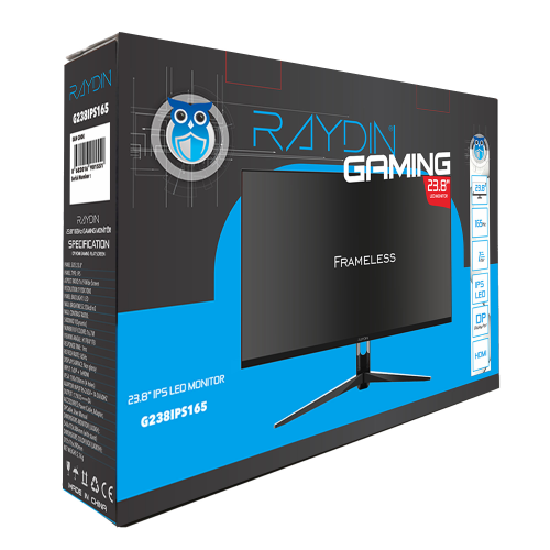RAYDIN G238IPS165, 23.8", 1ms, 165Hz, Full HD, HDMI, DP, USB, Hoparlör, IPS LED, Frameless, FreeSync Gaming Monitör
