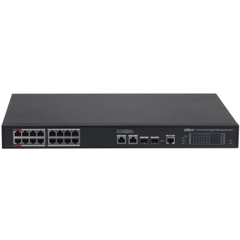 DAHUA S4220-16GT-240, 16 Port, Gigabit, PoE 240W, 2 Port Gigabit Uplink, 2 Port SFP Gigabit Combo, Longe Range 250Mt, Cloud Yönetilebilir, Switch