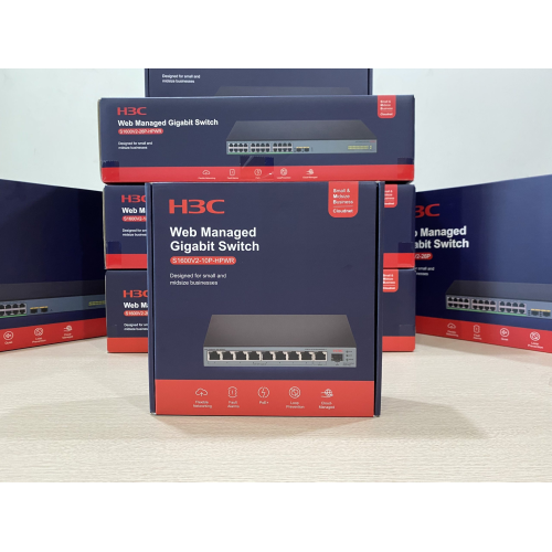 H3C S1600V2-10P-HPWR, 8 Port, GigaBit, PoE 125W, L2, 1 Port GigaBit Uplink, 1 Port GigaBit SFP, Web Yönetilebilir, Masaüstü Switch