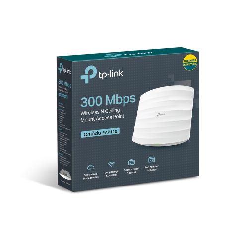 OMADA EAP110, 1Port Gigabit PoE, 300Mbps, 2,4Ghz, Pasif Poe, Tavan tipi Access Point