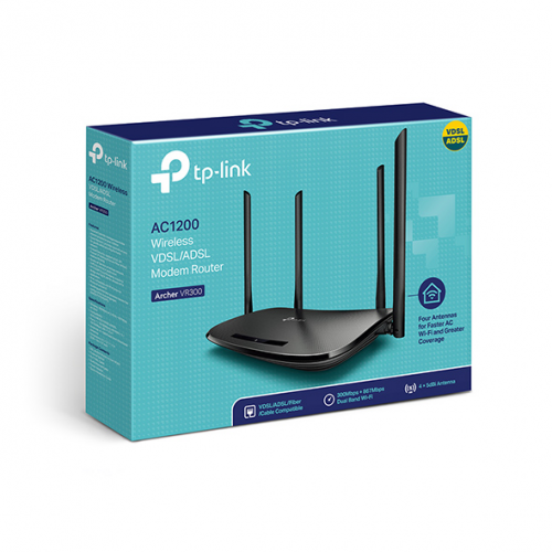 TP-LINK ARCHER VR300 V2, AC1200, 4Port, Dual Band Wifi, 1200Mbps, 4xAnten, VDSL,ADSL Modem