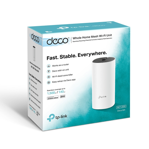 TP-LINK DECO-M4, AC1200, Tekli Mesh, 1200Mbps, Dual Band, 2Port Gigabit Lan, 110m2 kapsama Alanı, Router, Geniş Alan İnternet Ağı Sağlayıcısı