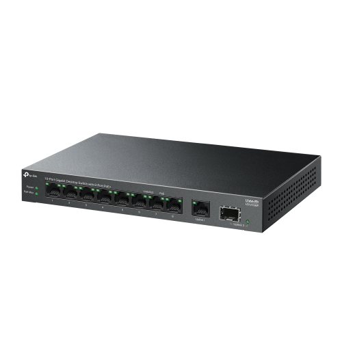 TP-LINK LS1210GP, Green Tech, 8 Port Gigabit, PoE 61W, 1 Port Gigabit Uplink, 1 Port Gigabit SFP, Yönetilemez Masaüstü Switch