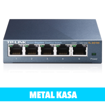 TP-LINK TL-SG105, 5 Port, GigaBit, Yönetilemez, Metal Kasa, Masaüstü Switch