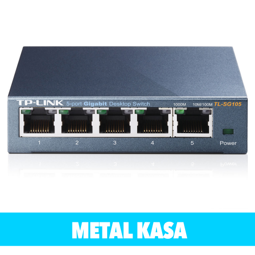 TP-LINK TL-SG105, 5 Port, GigaBit, Yönetilemez, Metal Kasa, Masaüstü Switch