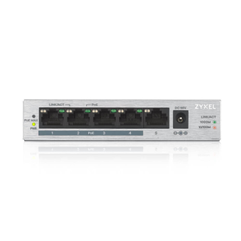 ZyXEL GS1005HP, 5 Port, GigaBit, PoE 60W, Yönetilemez, Masaüstü Switch