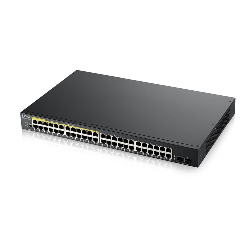 ZyXEL GS1900-48HP V2, 48 Port, Gigabit, 24 Port PoE 170W, 2 Port GigaBit SFP, Yönetilebilir, Rackmount Switch
