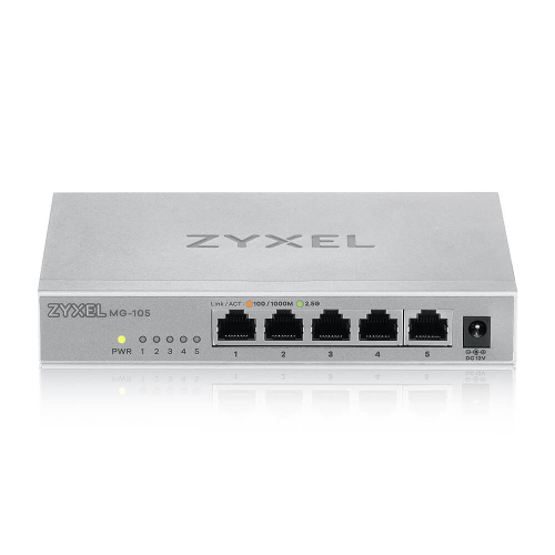 ZyXEL MG-105, 5 Port, GigaBit, Metal Kasa, Yönetilemez, Masaüstü Switch