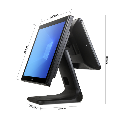 Tiwox TP-7650-D, Intel i7 5.Nesil, 18.5" Ekran,  8GB Ram, 128GB M.2 SSD, Endüstriyel, Dokunmatik Pos PC (çift ekran)