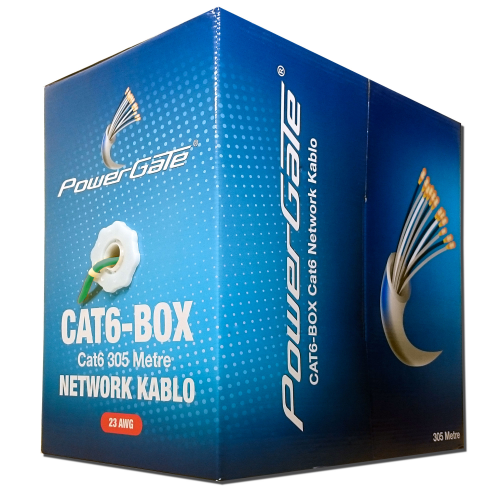 POWERGATE CAT6-BOX-GN, 23AWG 0,57mm, UTP, CAT6 Kablo, 305m, Yeşil