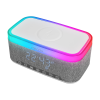 MIKADO MD-W8, 10W, Taşınabilir, USB/TYPE-C/BT/TF, RGB Işıklı, 1200mAh, 15W Kablosuz Şarj, Gece Lambası, Alarmlı Saat, Bluetooth Speaker