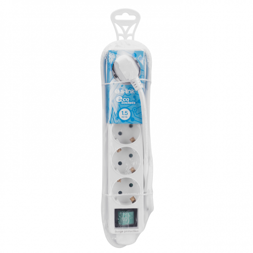 S-LINK SPG-F05, 5 Soket, Akım Korumalı Priz, 1.5Mt Kablo, 306 Joule (Beyaz)