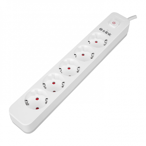 S-LINK SPG501S, 5 Soket, Akım Korumalı Priz, 1.5Mt Kablo, 750 Joule (Beyaz) %100 Bakır