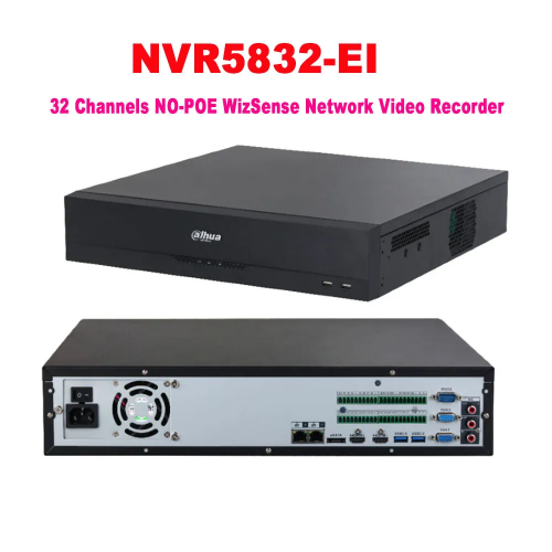 DAHUA  NVR5832-EI, 32Kanal, 32Mpix, H265+, 8 HDD Desteği, 1080P Kayıt, 384Mbps Bant Genişliği, 2 Port GigaBit Lan, RAID 0/15/6/10, NVR